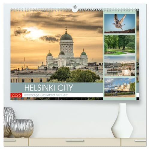 HELSINKI CITY (hochwertiger Premium Wandkalender 2026 DIN A2 quer), Kunstdruck in Hochglanz: Helsinki, die finnische Metropole. (CALVENDO Orte)