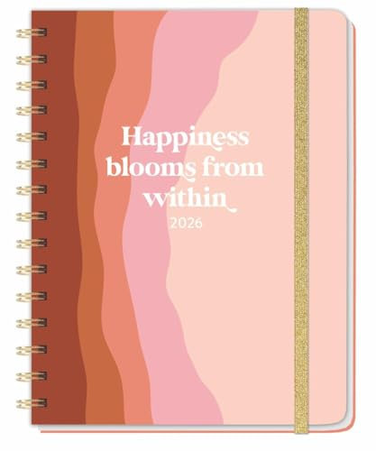 Happiness blooms from within Spiral-Kalenderbuch A5 2026: Taschenkalender 2026 mit Spiralbindung und viel Platz für Termine. Praktischer ... und Stickerbögen. (Kalenderbücher Heye)