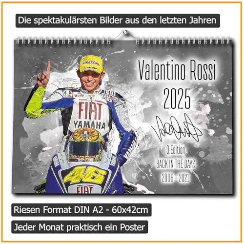 Valentino Rossi Kalender 2025 - Premium Wandkalender im Format DIN A2 - RIESIG