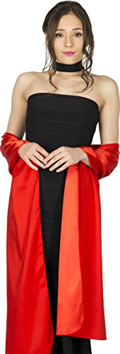 BlackButterfly Satin Hochzeit Brautjungfer Abschlussball stahlen Schärpe Schalverpackung Schal (Rot, Einheitsgröße)