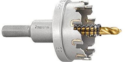 Starrett Hartmetall-bestückte Lochsäge - SM45 Blechschneider mit Aufnahme- und Zentrierbohrer - zum Bohren von Edelstahl-Aluminiumlegierungen - 45 mm