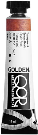 GOLDEN QoR Artist Watercolors, Transparent Brown Oxide, 11 ml Tube