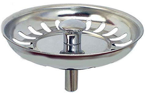 Tapón de fregadero de acero inoxidable. Con espárrago de latón. Diámetro 8 cm. Acabado en cromo brillo