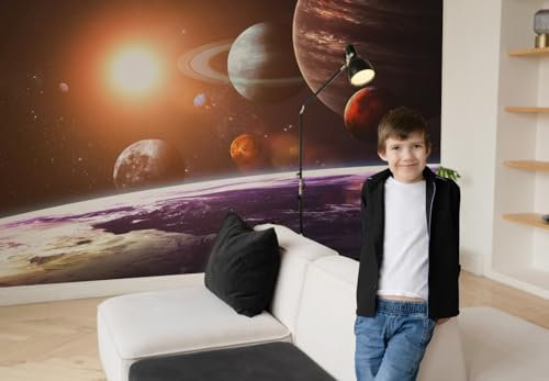 Wall Art Desire Space Galaxy Wall Mural Photo Wallpaper Solar System Starry Sky Wall Decals for Home Décor (44449697) (130gsm Budget Paper, XXL 300cm Wide x 240cm High)