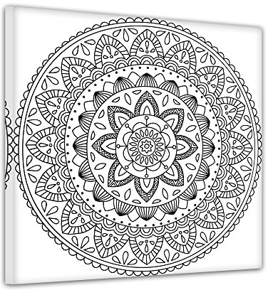 Mandala IV - Ausmalbild auf Leinwand, aufgespannt auf Rahmen - Quadrat-Format - 50x50 cm
