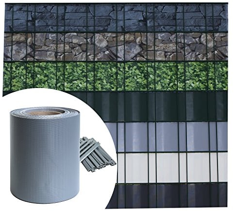Sichtschutz PVC - Grau RAL 7040-70m (14m²) - Doppelstabmatten Zaunfolie Windschutz blickdicht Windschutz
