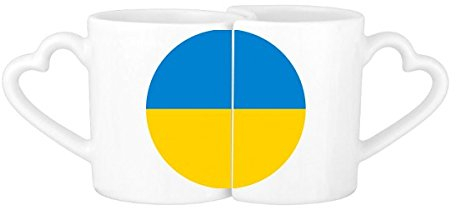 DIYthinker Ukraine Nationalflagge Europa Land Symbol Mark runder Muster-Liebhaber Becher-Liebhaber Tassen Set weiße Keramik Keramik-Cup Milch Kaffeetasse mit Henkel