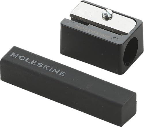 Moleskine Sharpener and Eraser Set, Black | Eraser and pencil sharpener set with German steel blade for precise sharpening and clean erasing.