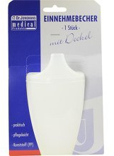 Dr. Junghans Medical 29080 Einnehmebecher mit Griff, milchig, Deckel 12 mm