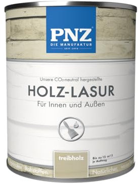 PNZ Holzlasur für Innen und Außen | lösemitttelfreie Farblasur | Nachhaltig hergestellt mit regionalen Rohstoffen | für alle Hölzer, auch Bienenhäuser, Gebinde:2.5L, Farbe:treibholz