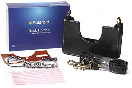 Polaroid Custom Designed Vintage-Inspired Genuine Leather Cradle for Polaroid Socialmatic - Removable Neck Strap Included - Black