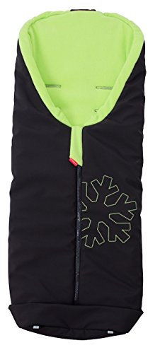 ByBoom - Softshell Winterfußsack Thermo Aktiv für Kinderwagen und Buggy, Farbe:Schwarz/Limette
