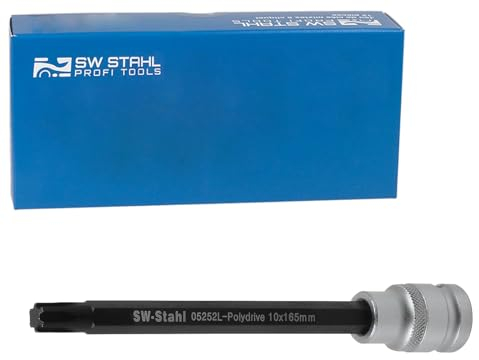 SW-Stahl 05252L Schraubendreheinsatz, 1/2, Polydrive, M10 x 165 mm I Schraubendrehereinsatz I Einsatz Polydrive T10070 Kompatibel I Schraubwerkzeug I Motorreparatur Werkzeug