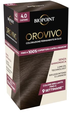 Biopoint Orovivo - Elisir di Colore, Set Tinta Capelli in Olio Senza Ammoniaca, Azione Nutriente e Illuminante, Dona un Colore Intenso e Brillante, 142 ml