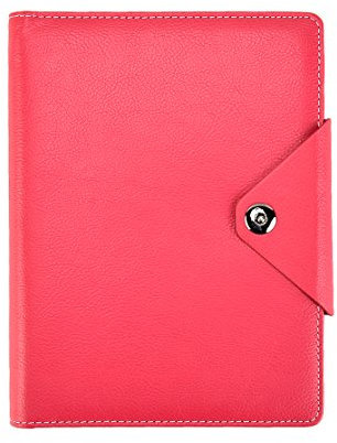 Arpan A5 Executive Personal Organiser Ruled Notebook Padded Leather Cover With Stud button closure (Hot Pink)