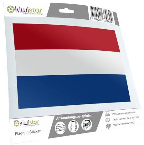 Kiwistar - Autoaufkleber Sticker Fahne Flagge Aufkleber 15cm Niederlande Flagge Länder Wappen Fahne Sticker Kennzeichen - Auto - Fahrrad - LKW
