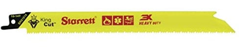 Starrett BR81014-50 Bi-Metal Unique Straight King Cut Fire, Rescue and Demolition Reciprocating Saw Blade, 0.050 Thick, 10-14 TPI, 8 Length x 3/4 Width, Fluorescent Yellow (Pack of 50)