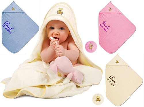 Maxi Baby Kapuzenhandtuch mit Namen bestickt Kapuzentuch XL Badetuch