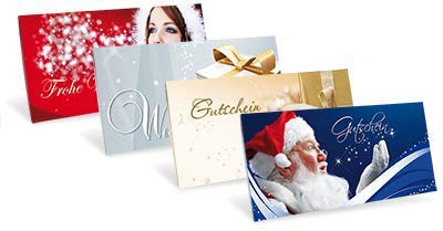 Premium Gutscheinkarten (10 Stück) für Weihnachten, Nikolaus, Advent - verschließbare Faltkarte, DIN lang