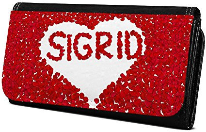 Geldbörse mit Namen Sigrid - Design Rosenherz - Brieftasche, Geldbeutel, Portemonnaie, personalisiert für Damen und Herren