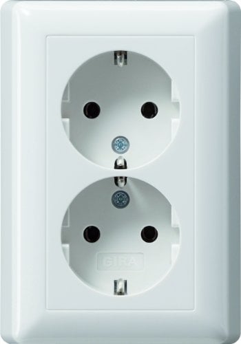 Gira 078003 Doppel Schuko Steckdose Standard 55, reinweiß