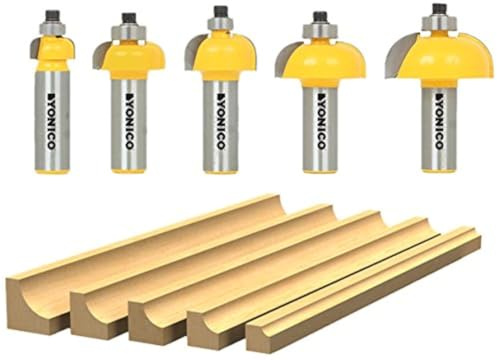 Yonico 13522 5 Bit Cove Edge Forming Router Bit Set 1/2 Shank