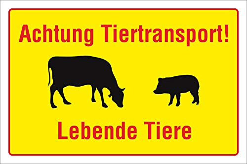 WERBEPUNKT. Schild Achtung Tiertransport! Lebende Tiere, 3 mm Alu-Verbund 450 x 300 mm
