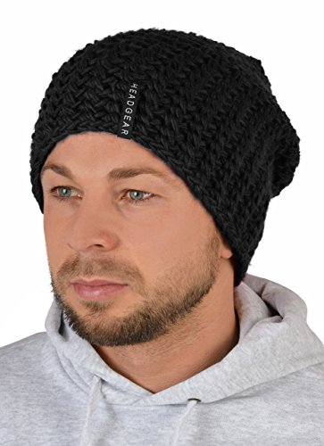 unbekannt Herrenmütze : Herren Oversize Häkel Beanie - Mütze Männer Farbe: schwarz