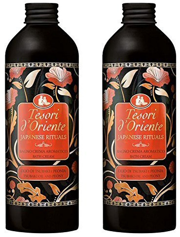 Tesori d'Oriente:Japanese Rituals Bath Cream with Tsubaki Oil and Peony * 16.9 Fluid Ounce (500ml) Bottle (Pack of 2) * [ Italian Import ]