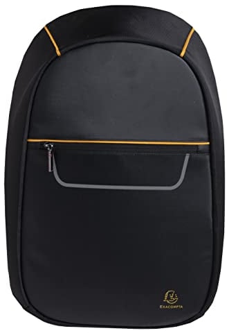 Exacompta 17634E Premium Rucksack Exactive mit 15,6 Laptopfach wasserabweisend zahlreiche Taschen mit Reißverschlüssen 1 USB Anschluss ideal für Schule, Uni, Arbeit und Reisen schwarz
