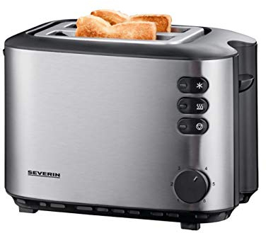 Severin Autmatic Toaster mit 850 W Leistung 2514, gebürsteter Edelstahl, schwarz
