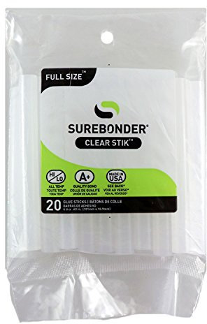 Surebonder Full-Size Hot Glue Sticks for Craft, DIY, and Repairs, All Purpose, All Temperature - 4-Inch Length - 20 Pack, Clear