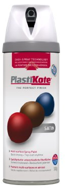 Plasti-kote 22101 400ml Premium Spray Paint Satin - White,Package may vary