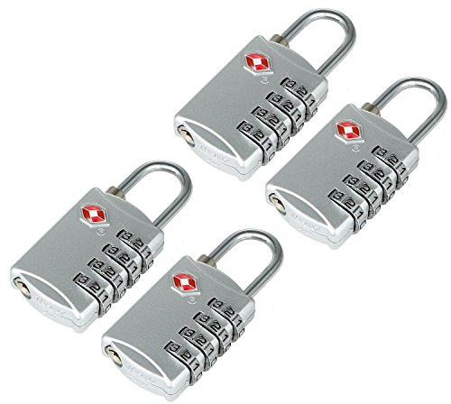 4 Noire Cadenas TSA avec Code à 4 Chiffres