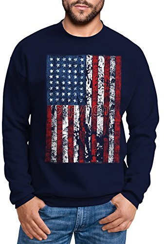 MoonWorks Sweatshirt Herren Amerika USA Flagge United States Flag Vintage Pullover ohne Kapuze