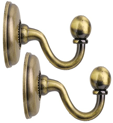 NUOLUX 2Pcs Vintage Alloy Pommel Curtain Holdbacks Tieback Hooks Door Wall Hat Coat Hangers (Bronze)