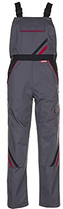 Planam 2332064 Highline Latzhose, Schiefer/Schwarz/Rot, Größe 64