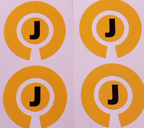 Crown Green Lawn Indoor Bowls Adhesive Lettered Coloured Marker Labels Set of 4 (Yellow, J)