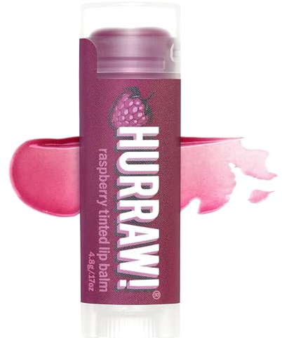 Hurraw! Bálsamo Labial con Tinte Frambuesa: (Puro Tinte de Bayas) Orgánico, Vegano Certificado, Cruelty Free y Sin Gluten. 100% Ingredientes Naturales. Sin Abejas, Soja ni Palma.
