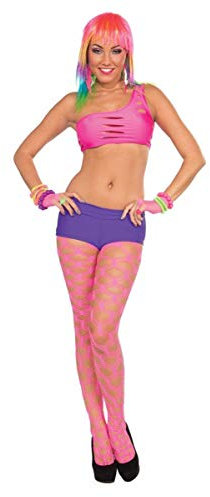 1 Paire de Collant Fantaisie Rose Fluo - Taille Unique