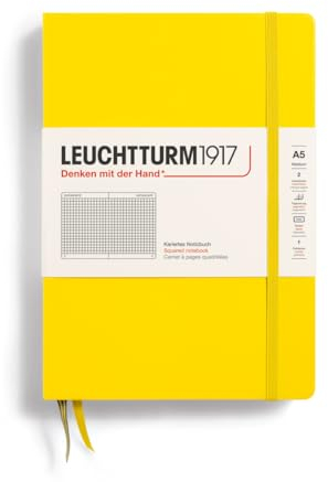 LEUCHTTURM1917 344799 Notizbuch Medium (A5), Hardcover, kariert, zitrone