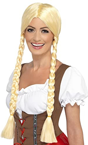 Smiffys Bayrische Schönheit Perücke, Blond, mit geflochtenen Zöpfen