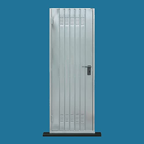 Puerta para bodega galvanizada con manija y cerradura, para cochera, ventanilla 90x200