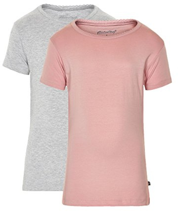 Minymo 2er Pack Baby Mädchen T-Shirt, Kurzarm, Alter 12-18 Monate, Größe: 86, Farbe: Rosa und Grau, 3933