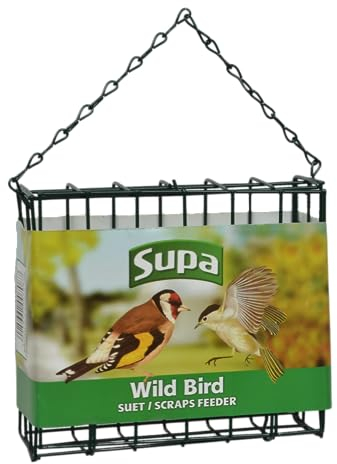 Supa Suet Block & Cake Wild Bird Feeder, Hold Suet Blocks or Scraps for Garden Birds, Evergreen