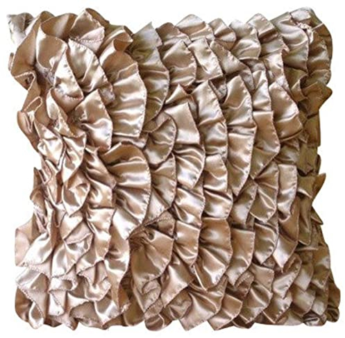 The HomeCentric Pfirsich Kissen Fälle, Vintage Style Ruschen Shabby Chic Kissen Decken, 40x40 cm Werfen Kissenbezuge, Platz Satin Kissen Decken, Solide Viktorianisch Dekouberwurf - Vintage Peach