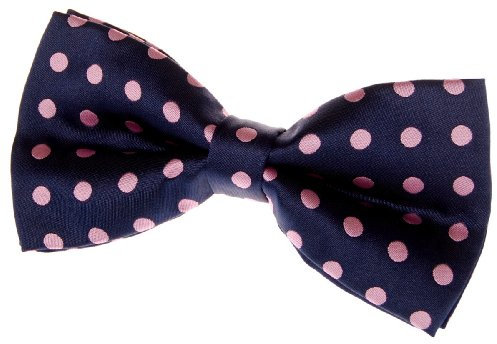 Retreez Papillon classico a pois tessuto in microfibra preallacciato, 12,7 cm, in vari colori Navy Blue with Pink Dots Taglia unica