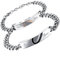 Flongo 2 Stück Partner Armband Armkette, Edelstahl Armband Armreif Partnerarmbänder Link Handgelenk Silber Schwarz Rose Gold mit Real Love Gravur Herz Puzzle Panzerkette Kette Herren,Damen