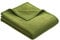 Ibena Berlin Wolldecke 150x200 cm - Premium Kuscheldecke grün, hochwertige Markenqualität aus pflegeleichter Baumwollmischung mit eingenähtem Kunstlederpatch