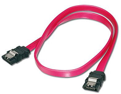 LogiLink CS0001 S-ATA Kabel mit Latch, 2X Male, rot, 0,50M